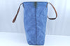 Authentic GUCCI Vintage Shoulder Tote Bag GG Nylon Leather 295252 Blue L0486