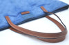 Authentic GUCCI Vintage Shoulder Tote Bag GG Nylon Leather 295252 Blue L0486