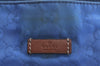 Authentic GUCCI Vintage Shoulder Tote Bag GG Nylon Leather 295252 Blue L0486