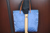 Authentic GUCCI Vintage Shoulder Tote Bag GG Nylon Leather 295252 Blue L0486