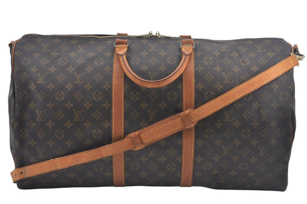 Authentic Louis Vuitton Monogram Keepall Bandouliere 60 M41412 Boston Bag L0489