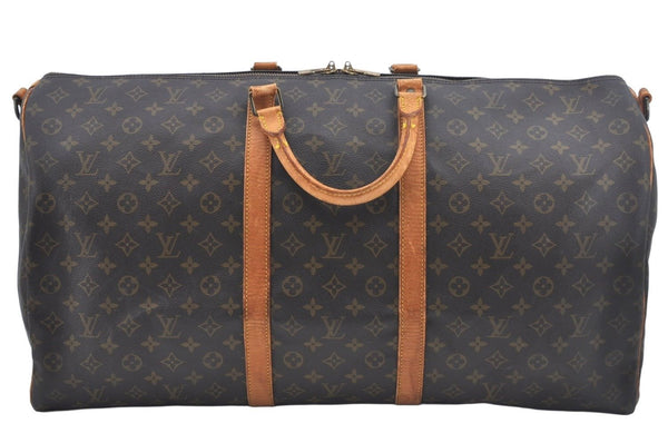 Auth Louis Vuitton Monogram Keepall Bandouliere 60 Travel Boston Bag LV L0490