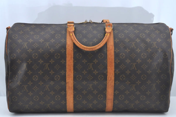 Auth Louis Vuitton Monogram Keepall Bandouliere 60 Travel Boston Bag LV L0490