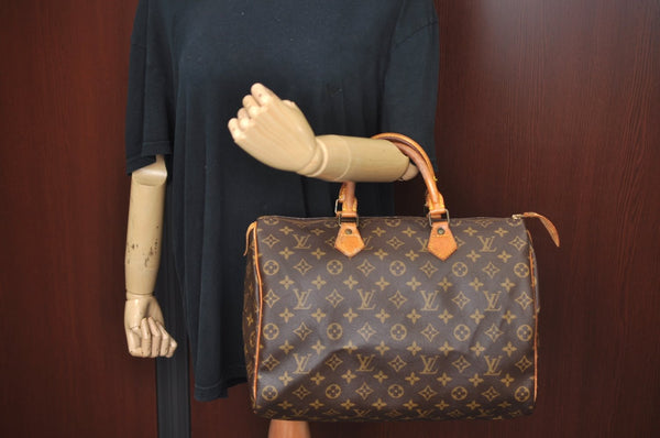 Authentic Louis Vuitton Monogram Speedy 35 Hand Boston Bag M41524 LV L0491