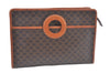 Authentic CELINE Macadam Blason Pattern Clutch Hand Bag PVC Leather Brown L0492