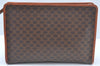 Authentic CELINE Macadam Blason Pattern Clutch Hand Bag PVC Leather Brown L0492