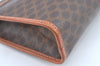 Authentic CELINE Macadam Blason Pattern Clutch Hand Bag PVC Leather Brown L0492