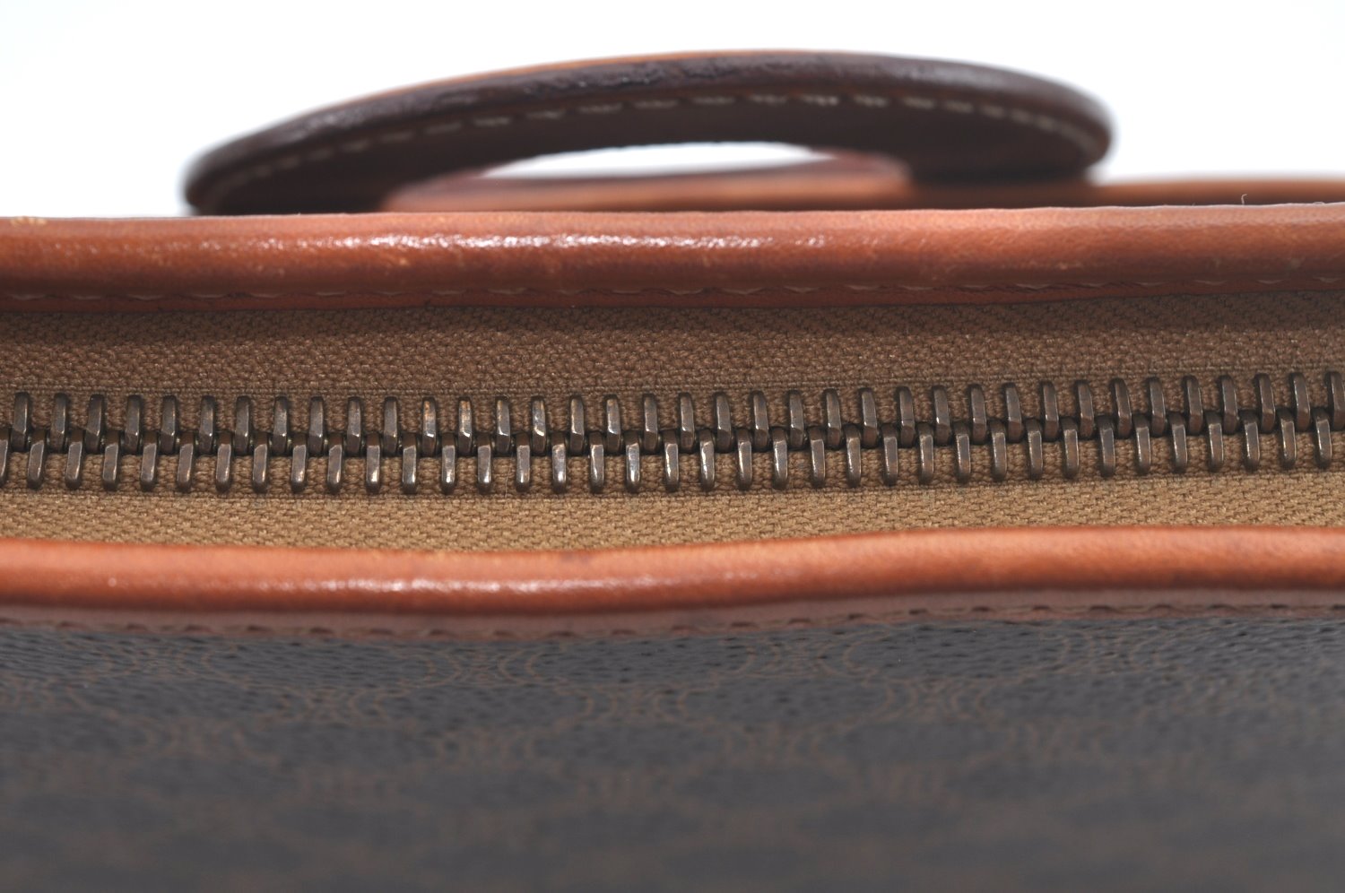 Authentic CELINE Macadam Blason Pattern Clutch Hand Bag PVC Leather Brown L0492