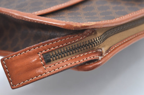 Authentic CELINE Macadam Blason Pattern Clutch Hand Bag PVC Leather Brown L0492