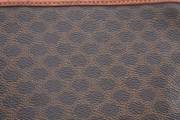 Authentic CELINE Macadam Blason Pattern Clutch Hand Bag PVC Leather Brown L0492