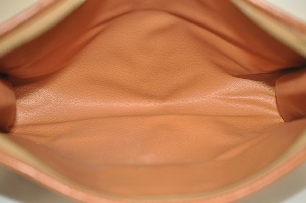 Authentic CELINE Macadam Blason Pattern Clutch Hand Bag PVC Leather Brown L0492