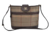 Authentic Burberrys Check Shoulder Cross Body Bag Canvas Leather Khaki  L0493