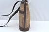 Authentic Burberrys Check Shoulder Cross Body Bag Canvas Leather Khaki  L0493