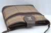 Authentic Burberrys Check Shoulder Cross Body Bag Canvas Leather Khaki  L0493