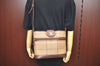 Authentic Burberrys Check Shoulder Cross Body Bag Canvas Leather Khaki  L0493