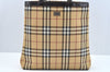 Authentic BURBERRY Nova Check Shoulder Tote Bag PVC Leather Beige Junk L0495