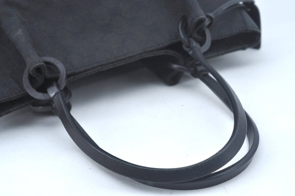 Authentic GUCCI Vintage Hand Tote Bag GG Canvas Leather Black L0498