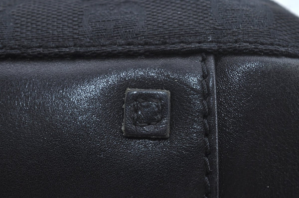 Authentic GUCCI Vintage Hand Tote Bag GG Canvas Leather Black L0498