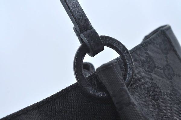 Authentic GUCCI Vintage Hand Tote Bag GG Canvas Leather Black L0498