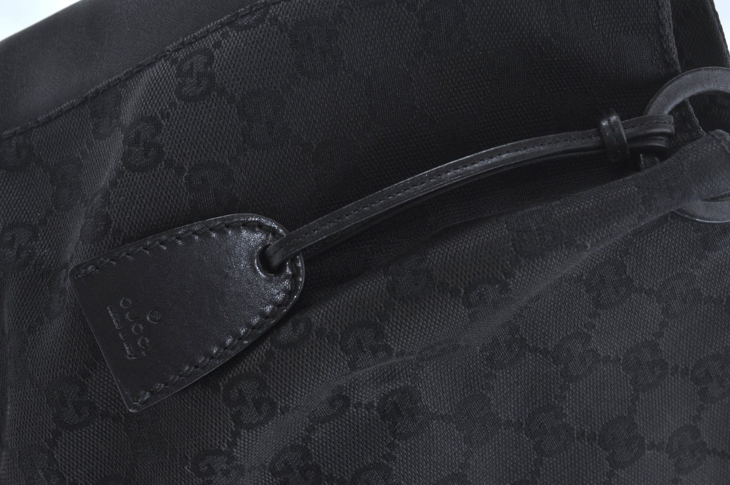 Authentic GUCCI Vintage Hand Tote Bag GG Canvas Leather Black L0498