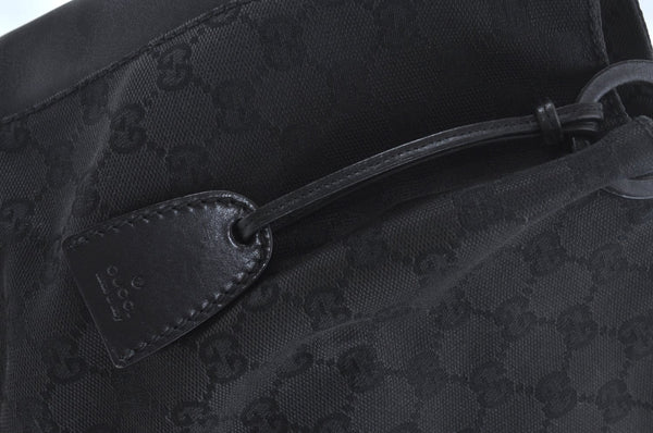 Authentic GUCCI Vintage Hand Tote Bag GG Canvas Leather Black L0498