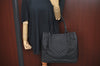 Authentic GUCCI Vintage Hand Tote Bag GG Canvas Leather Black L0498