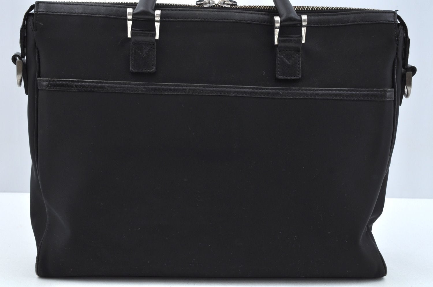 Auth BURBERRY Nylon Leather 2Way Shoulder Briefcase Business Bag Black L0499