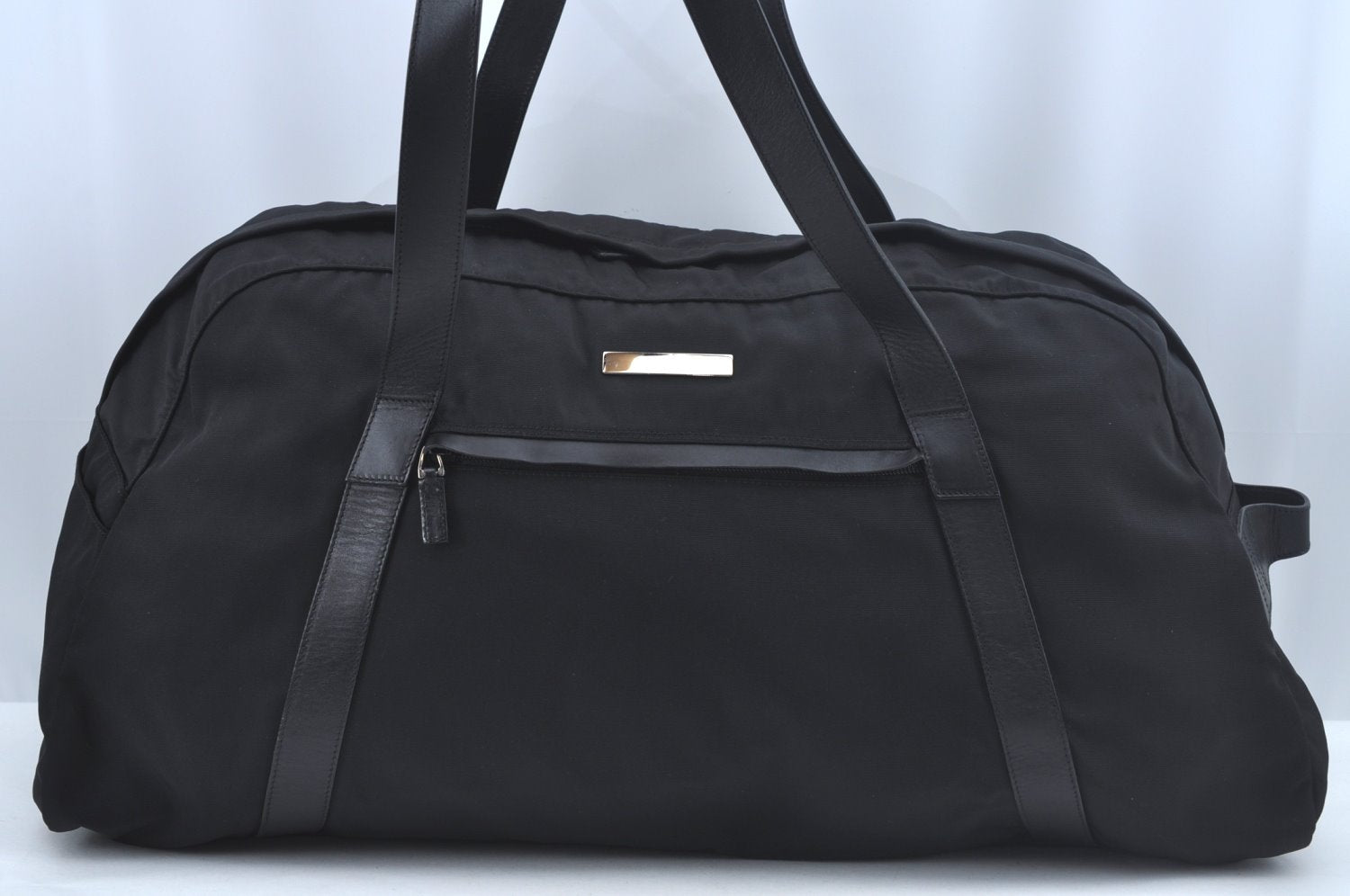Authentic GUCCI Boston Sholuder Hand Bag Nylon Leather 0120408 Black L0500