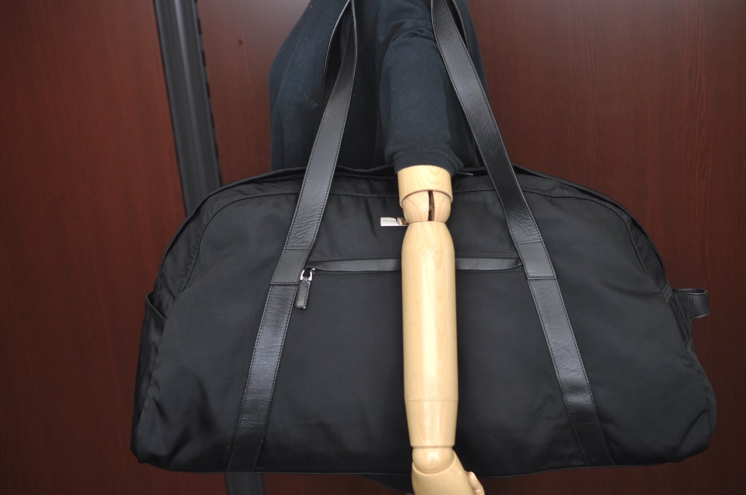 Authentic GUCCI Boston Sholuder Hand Bag Nylon Leather 0120408 Black L0500