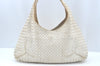 Authentic BOTTEGA VENETA Intrecciato Leather Shoulder Bag White L0501