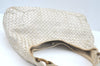 Authentic BOTTEGA VENETA Intrecciato Leather Shoulder Bag White L0501