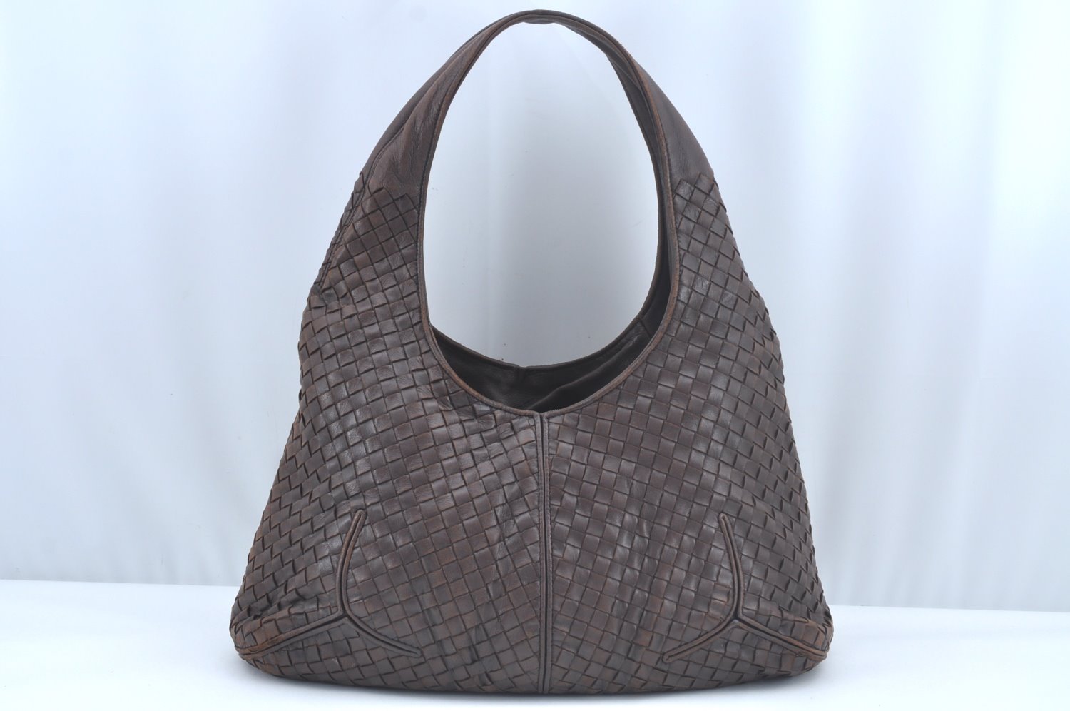 Authentic BOTTEGA VENETA Intrecciato Leather Shoulder Bag Purse Brown L0503