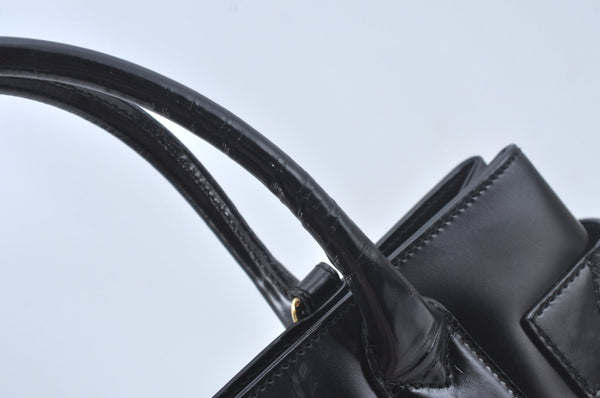 Authentic GUCCI Hand Bag Leather Black Junk L0505