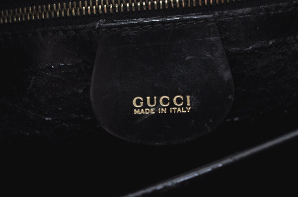 Authentic GUCCI Hand Bag Leather Black Junk L0505