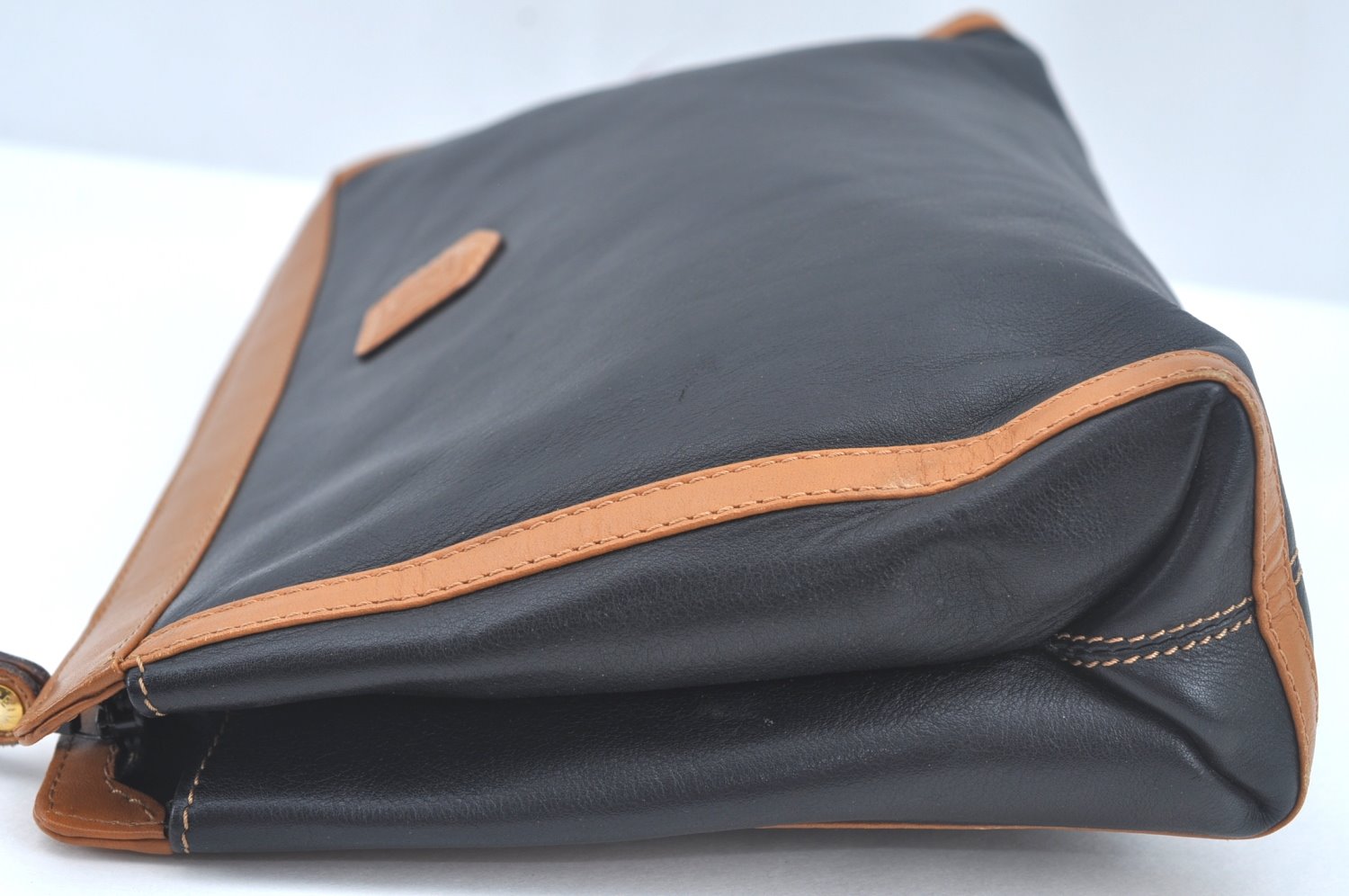 Authentic CELINE Clutch Hand Bag Purse Leather Black Brown L0506