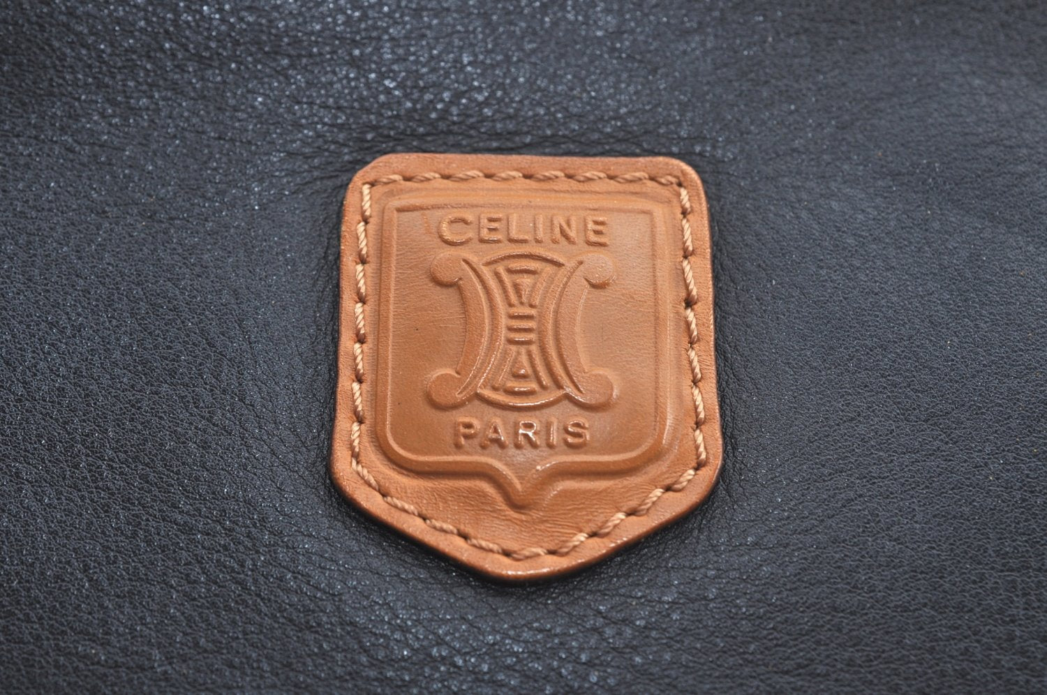 Authentic CELINE Clutch Hand Bag Purse Leather Black Brown L0506