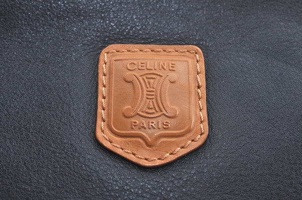 Authentic CELINE Clutch Hand Bag Purse Leather Black Brown L0506