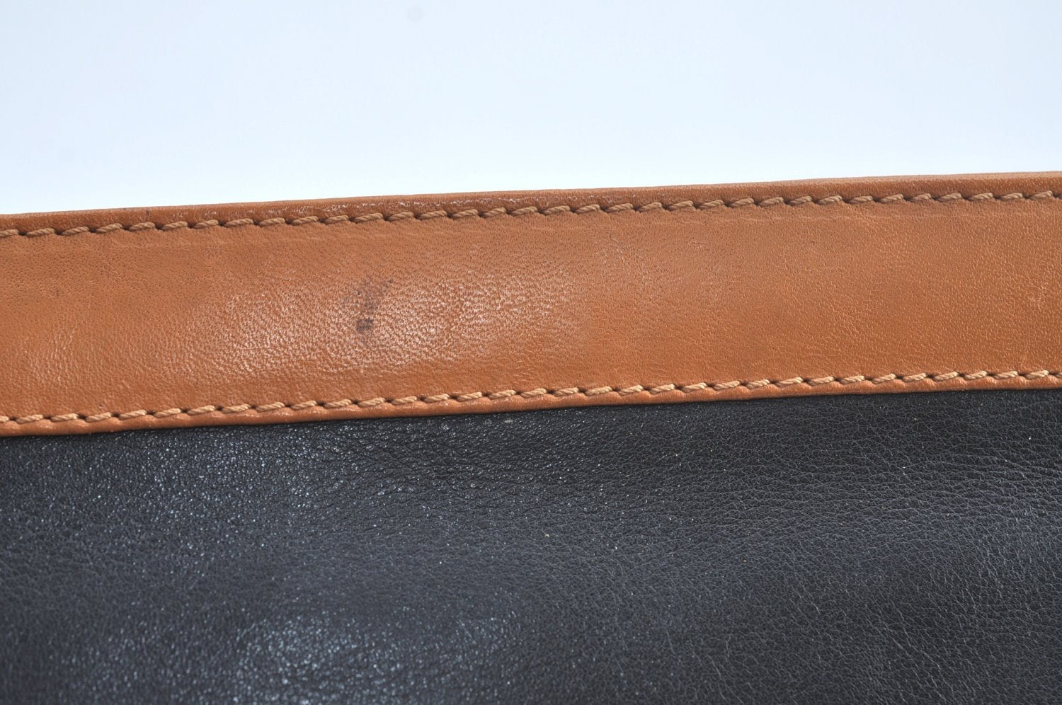 Authentic CELINE Clutch Hand Bag Purse Leather Black Brown L0506