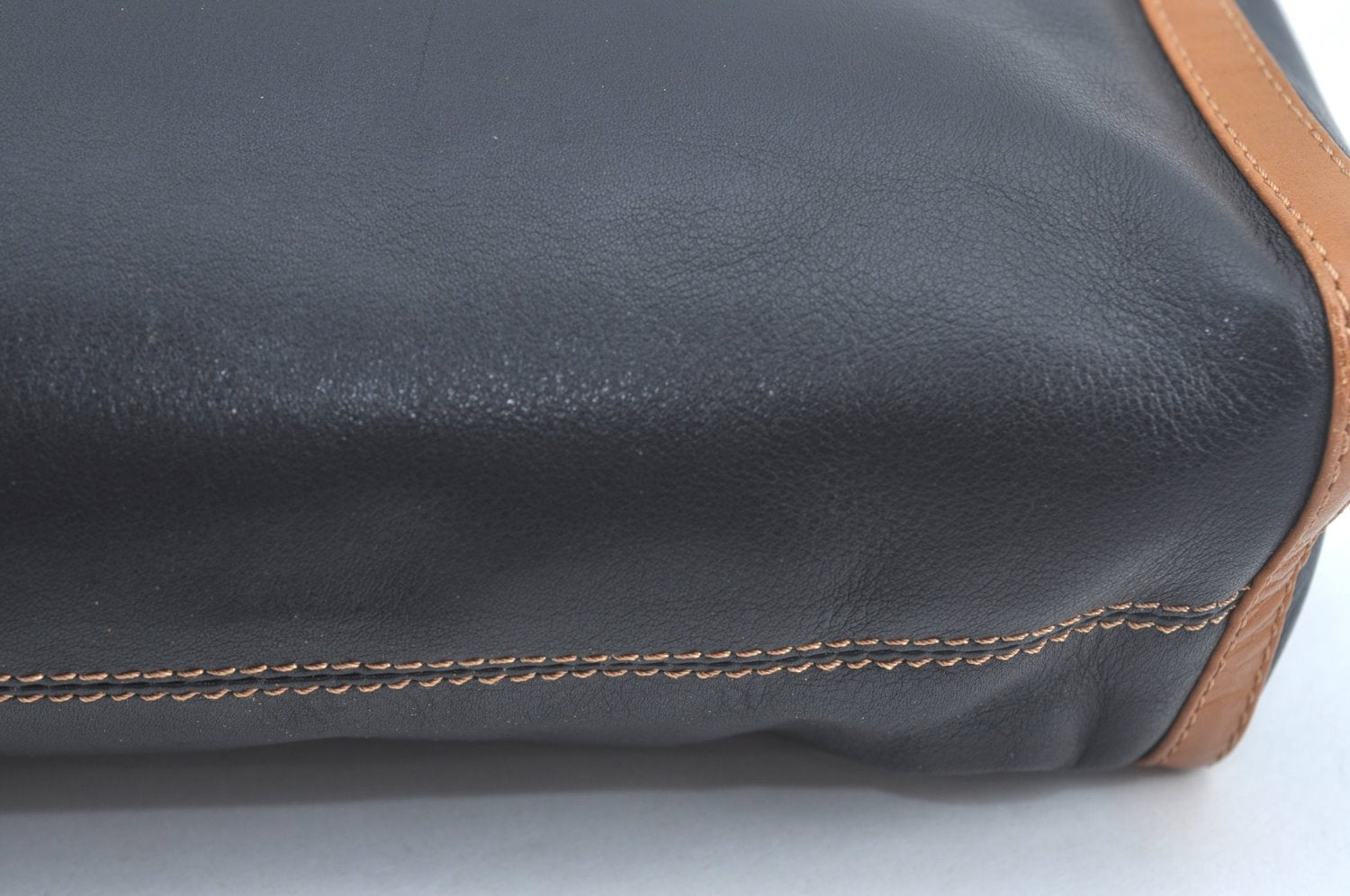 Authentic CELINE Clutch Hand Bag Purse Leather Black Brown L0506