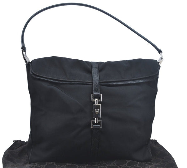 Authentic GUCCI Jackie Shoulder Hand Bag Nylon Leather 0013355 Black L0507