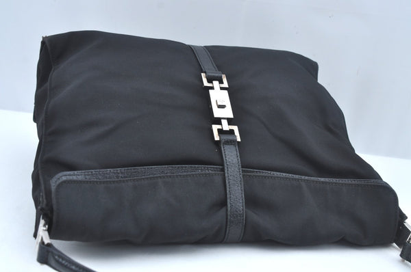 Authentic GUCCI Jackie Shoulder Hand Bag Nylon Leather 0013355 Black L0507
