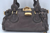 Authentic Chloe Paddington Leather Shoulder Hand Bag Black L0508