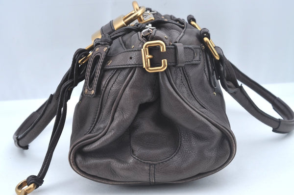 Authentic Chloe Paddington Leather Shoulder Hand Bag Black L0508