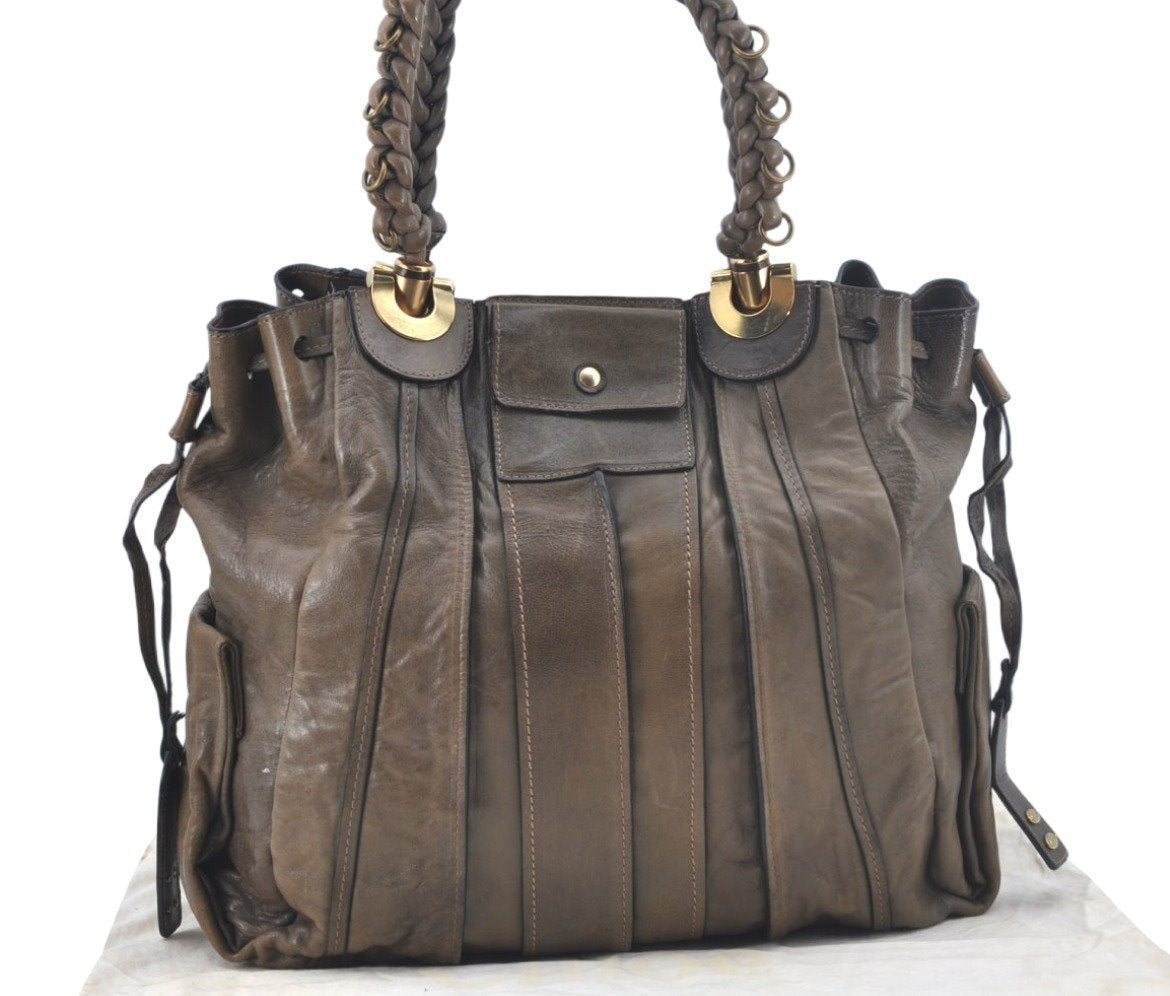 Authentic Chloe Eloise Shoulder Tote Bag Leather Brown L0509