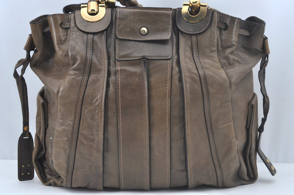 Authentic Chloe Eloise Shoulder Tote Bag Leather Brown L0509