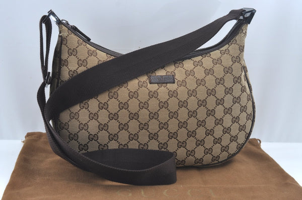 Authentic GUCCI Shoulder Cross Body Bag Purse GG Canvas Leather Brown L0510