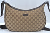 Authentic GUCCI Shoulder Cross Body Bag Purse GG Canvas Leather Brown L0510