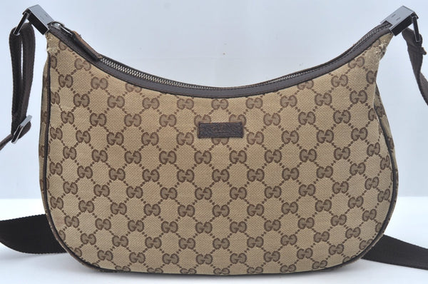 Authentic GUCCI Shoulder Cross Body Bag Purse GG Canvas Leather Brown L0510