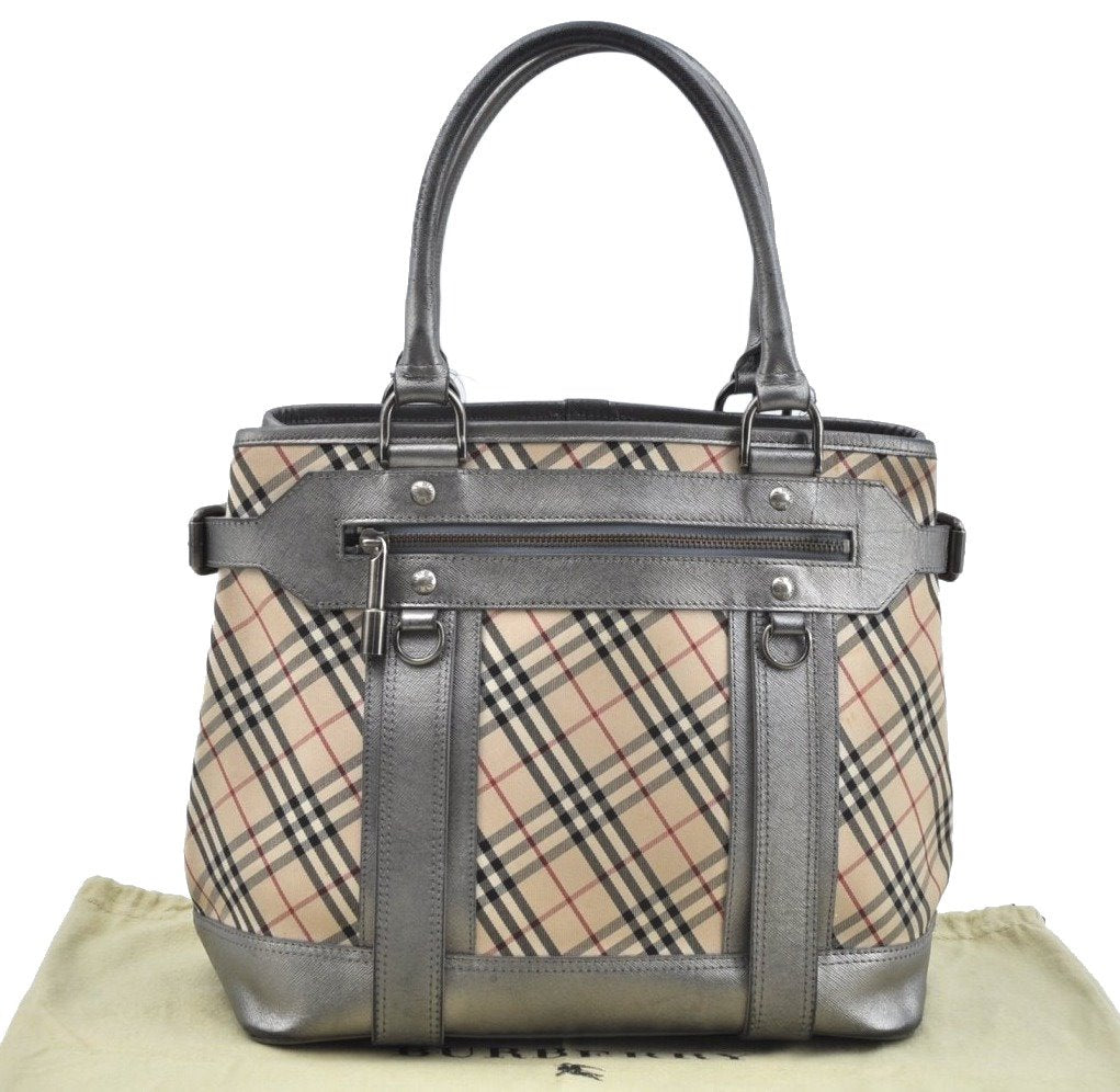 Authentic BURBERRY Nova Check Shoulder Hand Bag Purse Canvas Leather Beige L0511