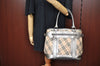 Authentic BURBERRY Nova Check Shoulder Hand Bag Purse Canvas Leather Beige L0511